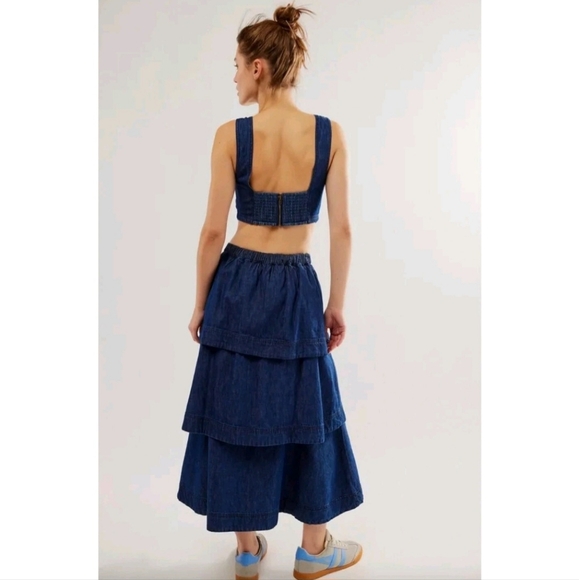 Free People Ryder Denim Skirt Set In Midnight‎ Blue Women's Size Large - Picture 2 of 14